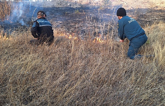 Огнеборцы тушат ландшафтный пожар в Шамильском районе
