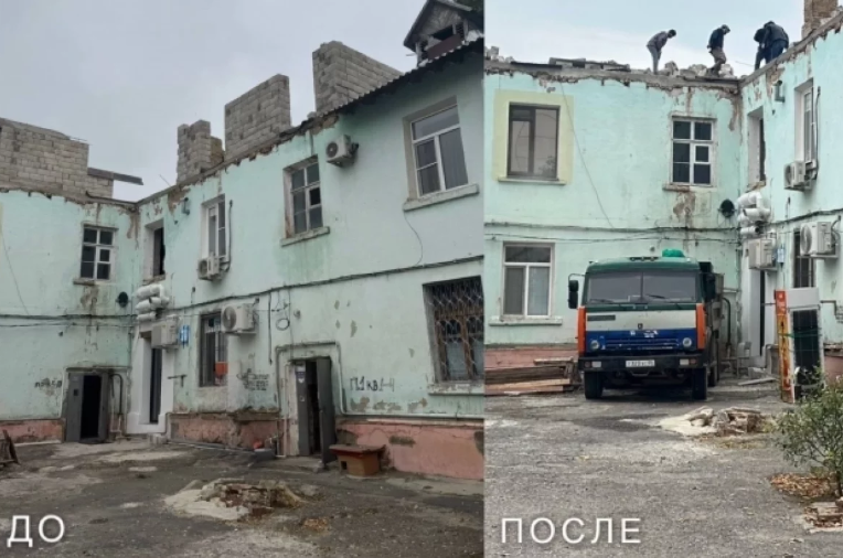 В Махачкале снесли незаконную надстройку на крыше здания